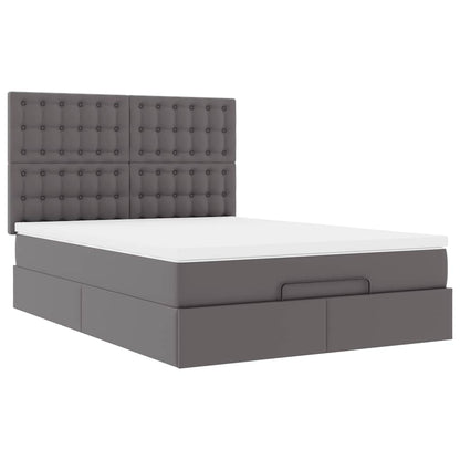 Ottoman bed met matras en LED's 140x200cm kunstleer grijs
