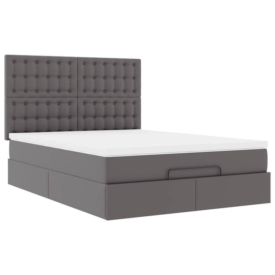 Ottoman bed met matras en LED's 140x200cm kunstleer grijs
