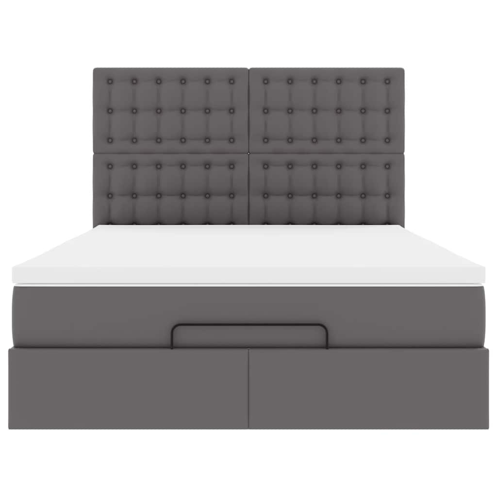 Ottoman bed met matras en LED's 140x200cm kunstleer grijs