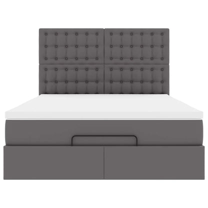 Ottoman bed met matras en LED's 140x200cm kunstleer grijs