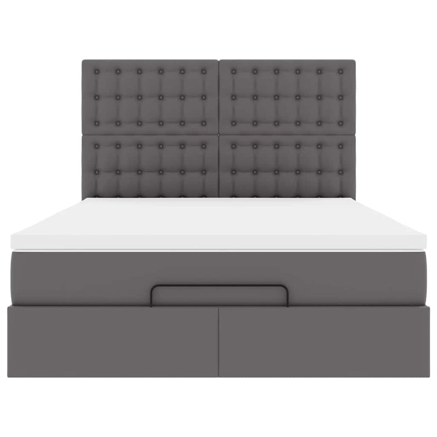 Ottoman bed met matras en LED's 140x200cm kunstleer grijs