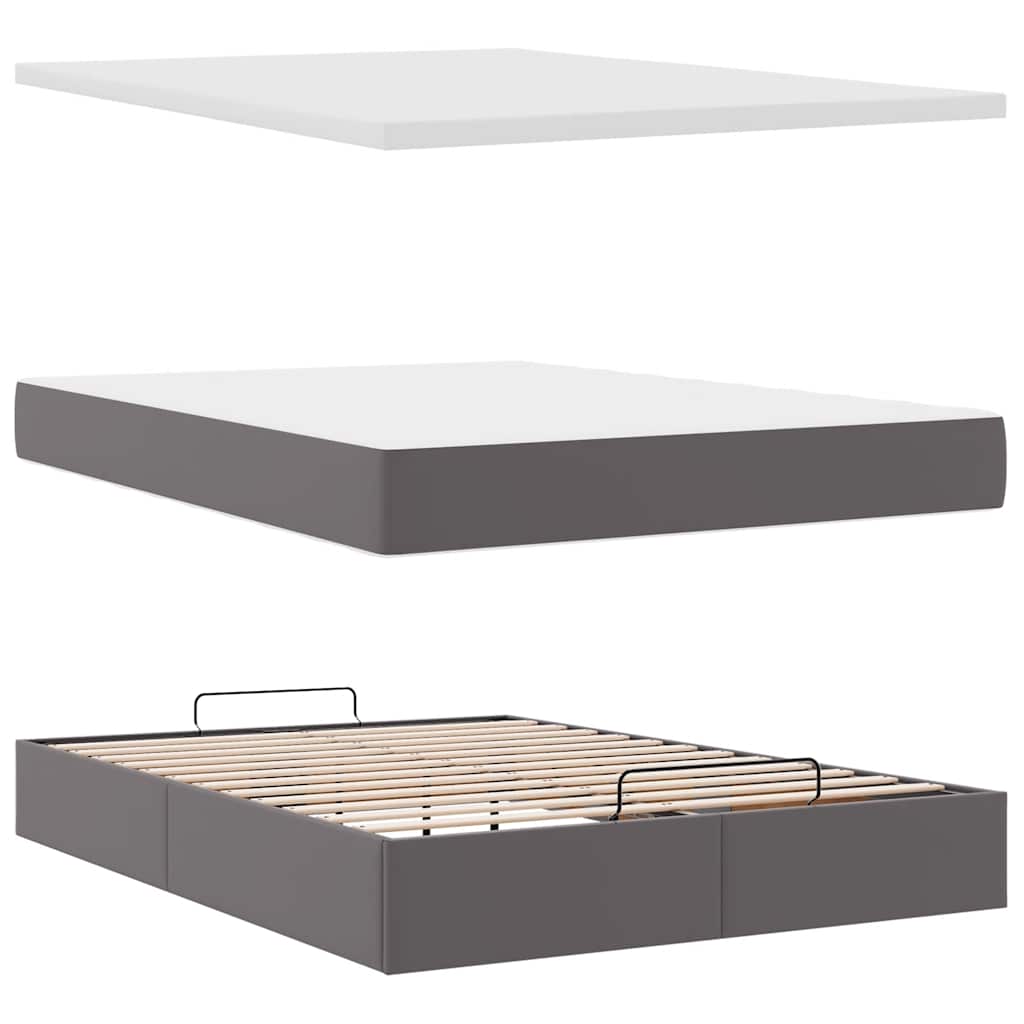 Ottoman bed met matras en LED's 140x200cm kunstleer grijs