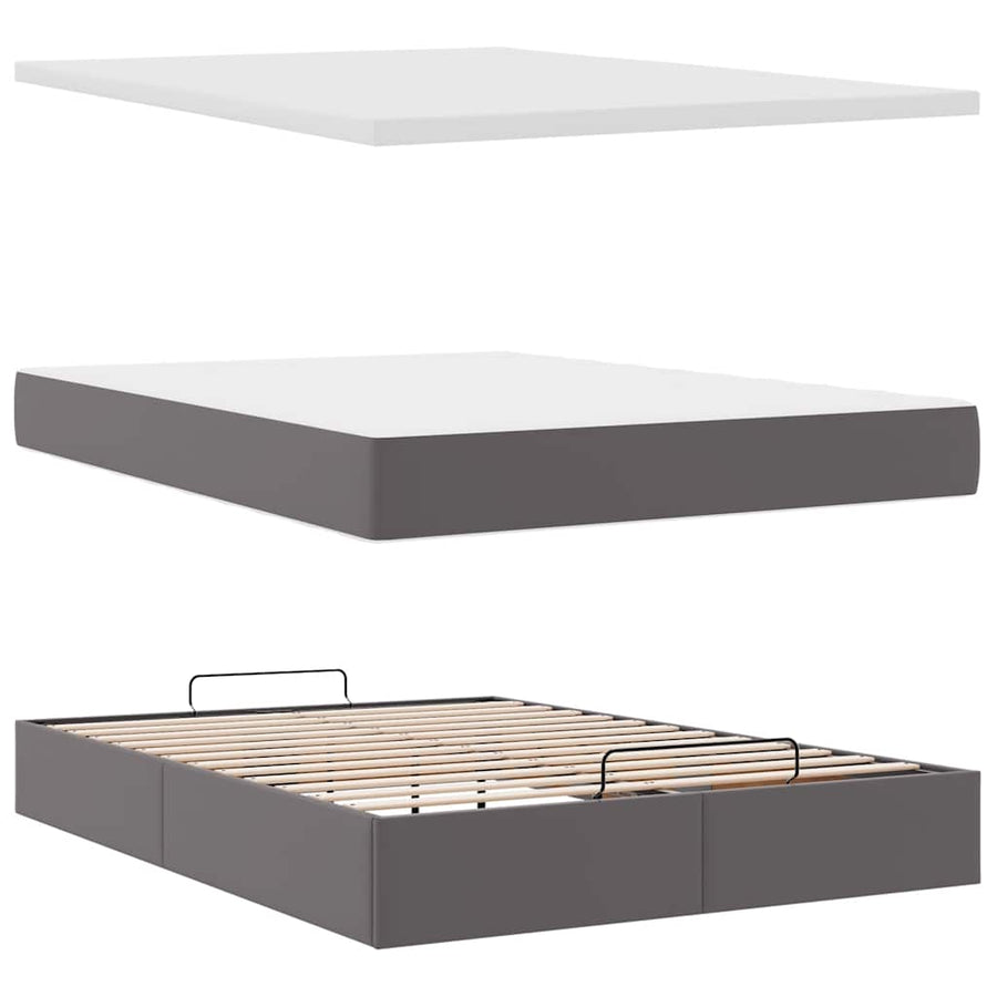 Ottoman bed met matras en LED's 140x200cm kunstleer grijs