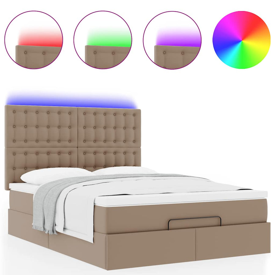 Ottoman bed met matras en LED's 140x200cm kunstleer