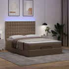 Ottoman bed with mattress and LEDs 140x200cm faux leather