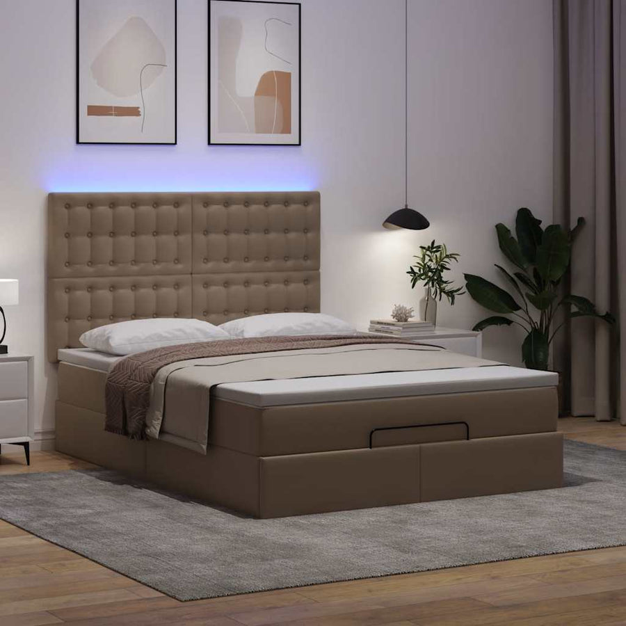 Ottoman bed met matras en LED's 140x200cm kunstleer