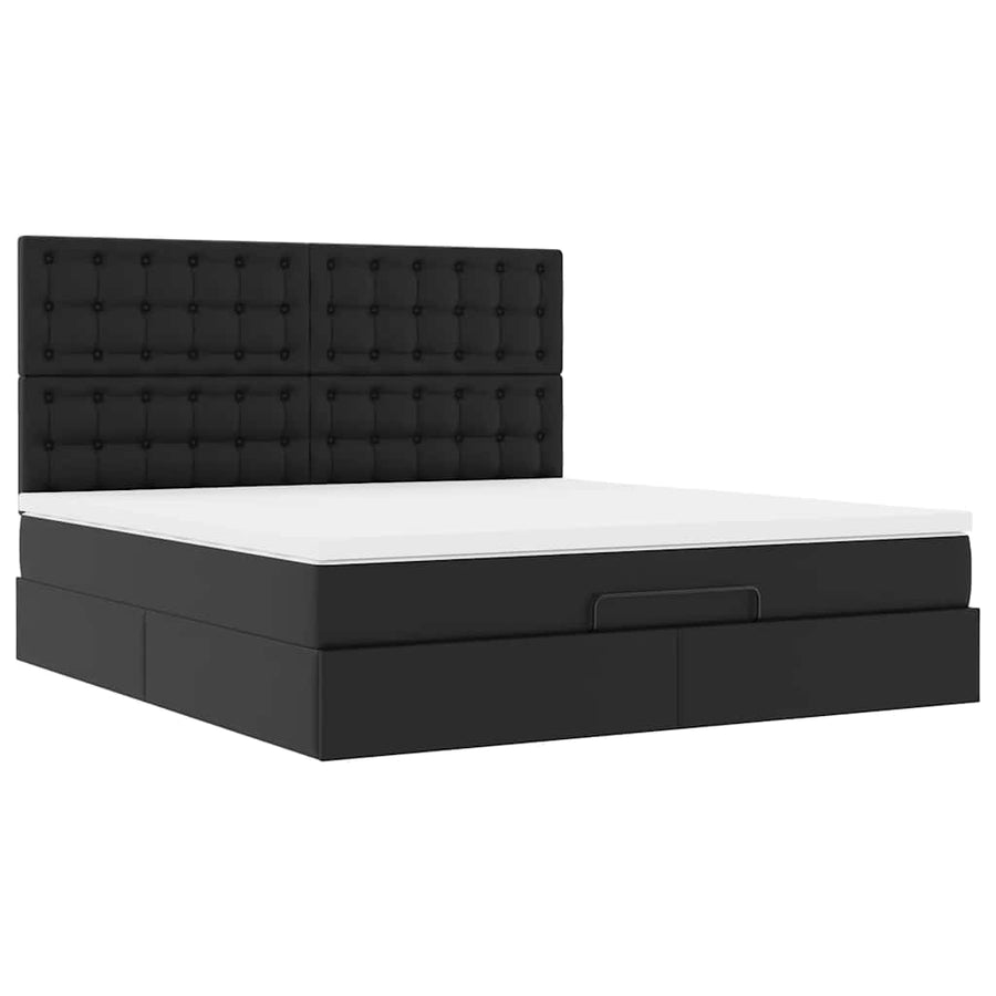 Ottoman bed met matras en LED's 160x200cm kunstleer zwart