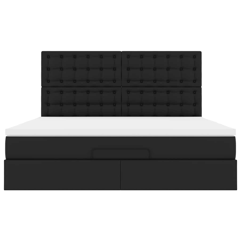 Ottoman bed met matras en LED's 160x200cm kunstleer zwart