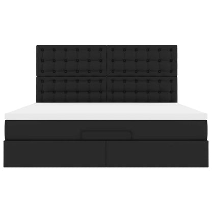 Ottoman bed met matras en LED's 160x200cm kunstleer zwart