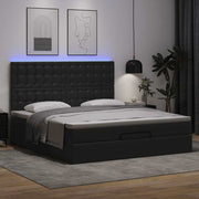 Ottoman bed 160x200 cm kunstleer zwart met matras en LED