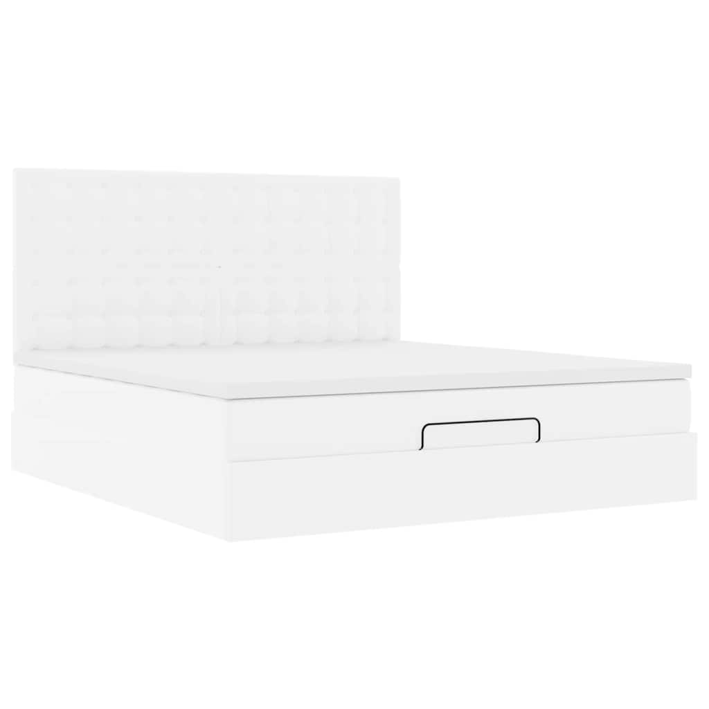 Ottoman bed met matras en LED's 160x200cm kunstleer wit
