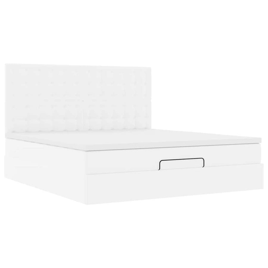 Ottoman bed met matras en LED's 160x200cm kunstleer wit