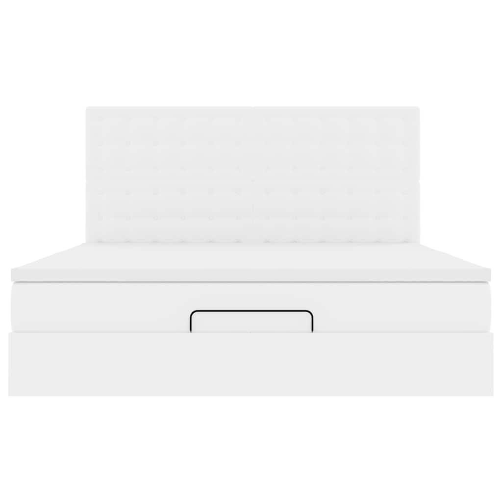 Ottoman bed met matras en LED's 160x200cm kunstleer wit