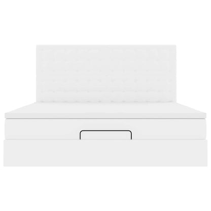 Ottoman bed met matras en LED's 160x200cm kunstleer wit