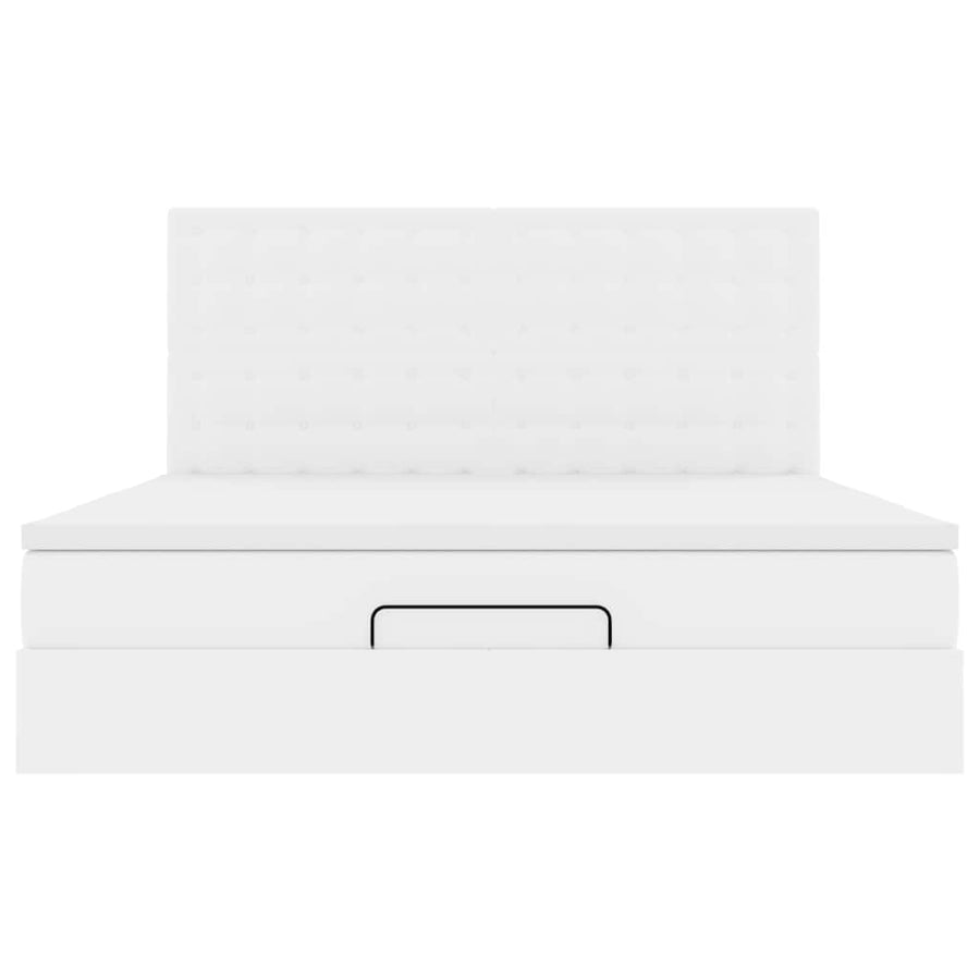 Ottoman bed met matras en LED's 160x200cm kunstleer wit