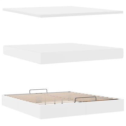 Ottoman bed met matras en LED's 160x200cm kunstleer wit