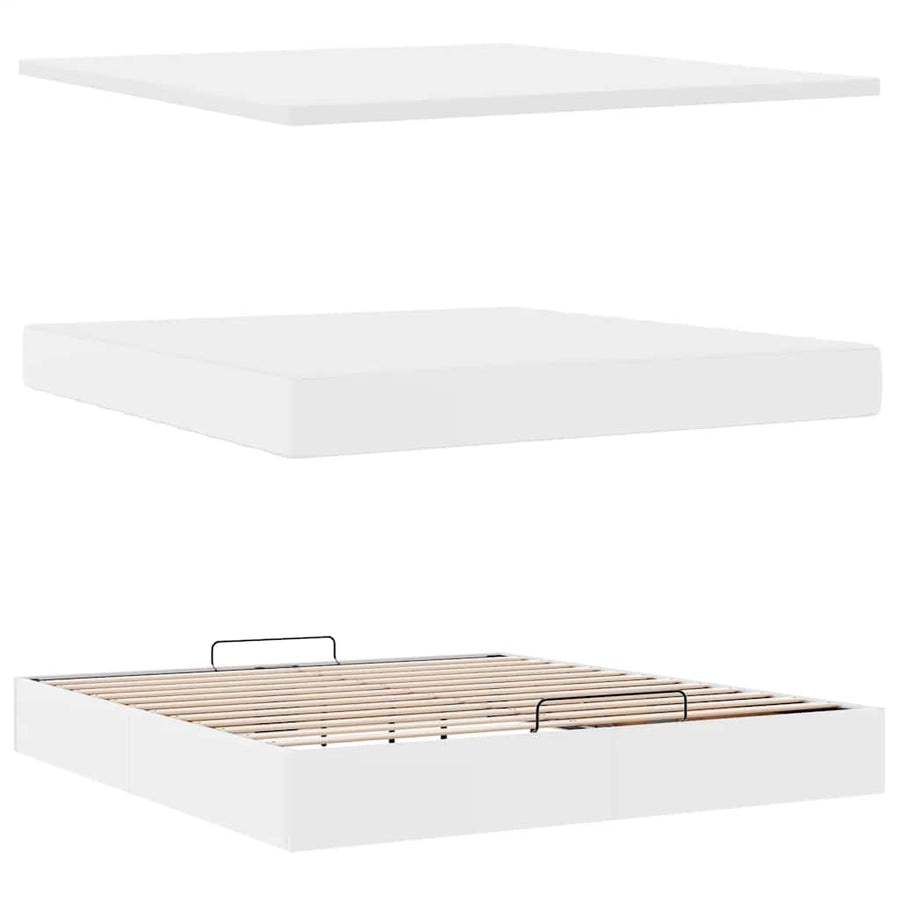 Ottoman bed met matras en LED's 160x200cm kunstleer wit