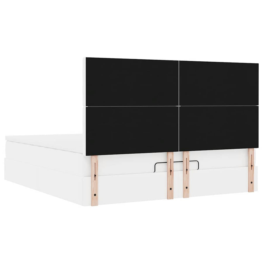 Ottoman bed met matras en LED's 160x200cm kunstleer wit