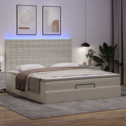 Ottoman bed 160x200 cm kunstleer wit met matras