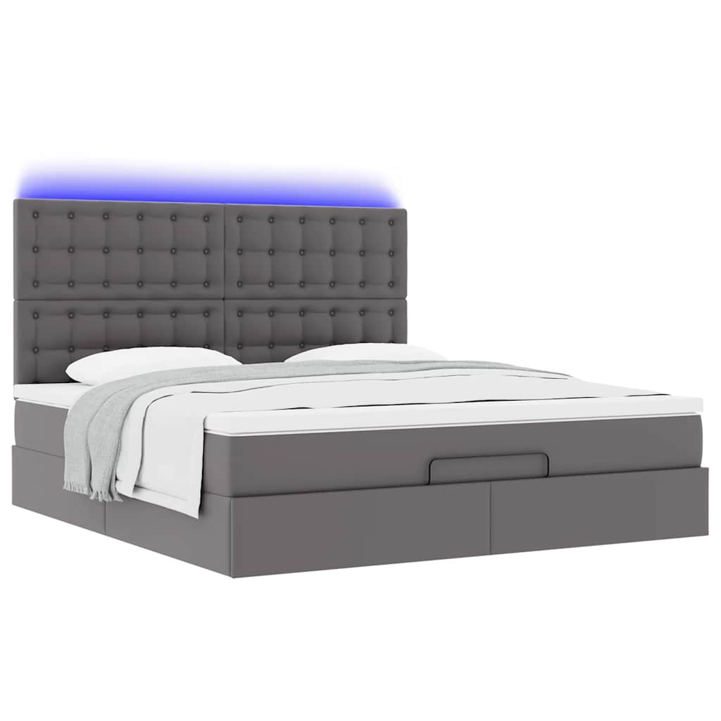 Ottoman bed met matras en LED's 160x200cm kunstleer grijs
