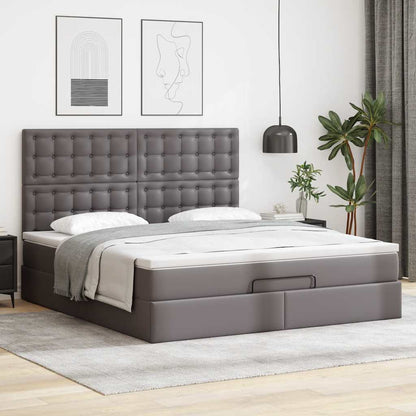 Ottoman bed met matras en LED's 160x200cm kunstleer grijs