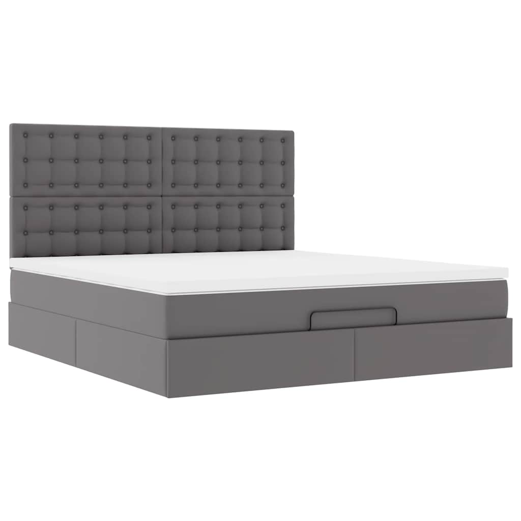 Ottoman bed met matras en LED's 160x200cm kunstleer grijs