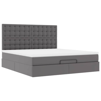 Ottoman bed met matras en LED's 160x200cm kunstleer grijs