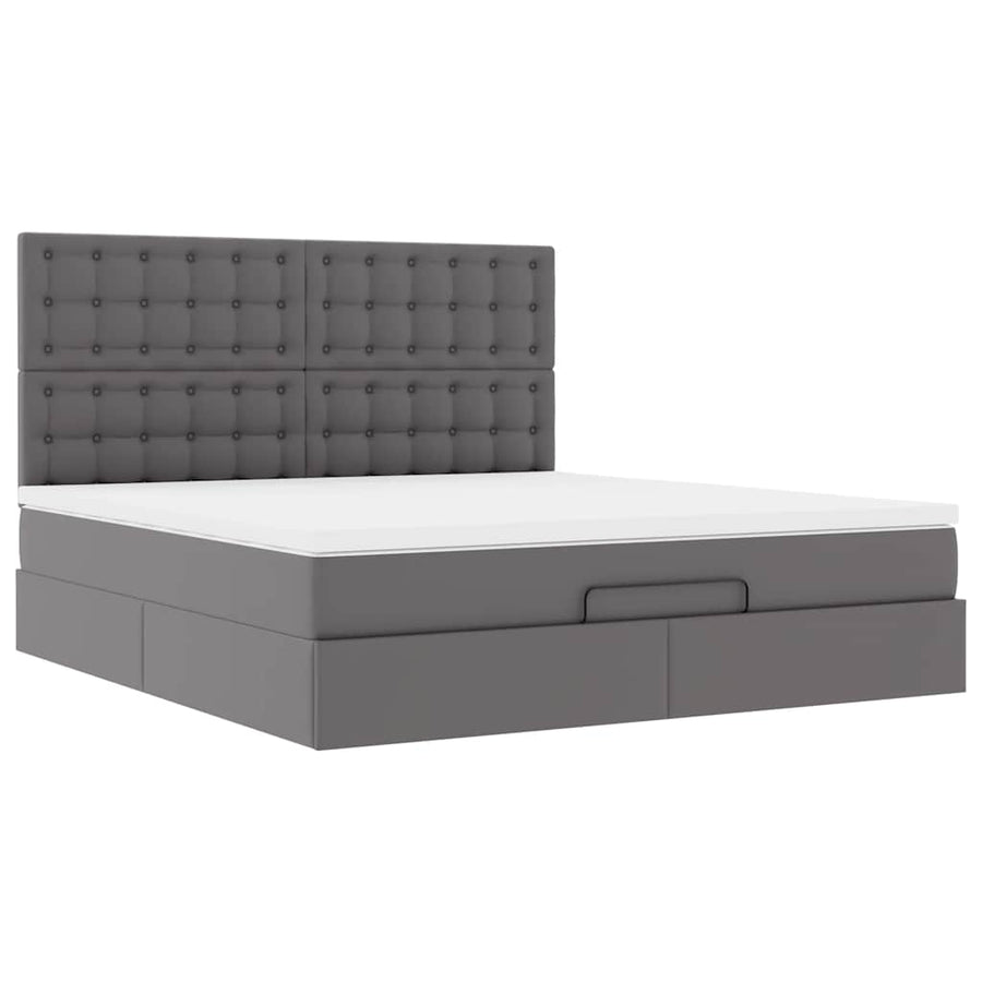 Ottoman bed met matras en LED's 160x200cm kunstleer grijs