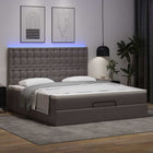 Bed 160x200 cm kunstleer grijs met matras en LED