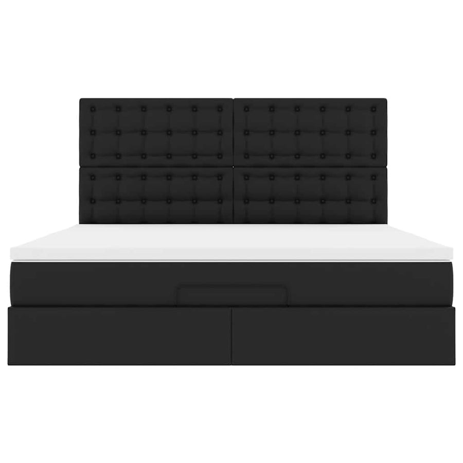 Ottoman bed met matras en LED's 180x200cm kunstleer zwart