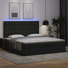 Ottoman bed with mattress and LEDs 180x200cm artificial leather black
