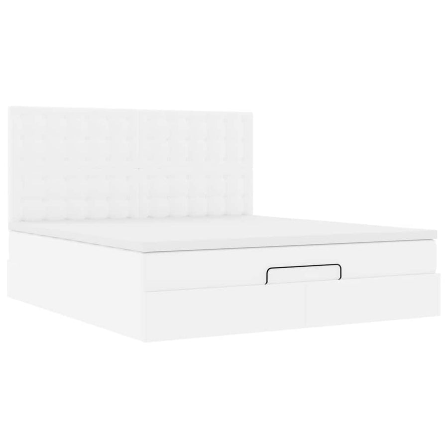 Ottoman bed met matras en LED's 180x200cm kunstleer wit