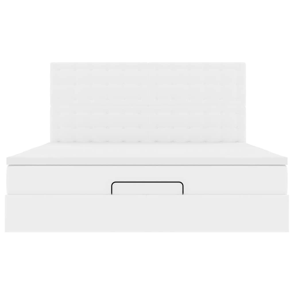 Ottoman bed met matras en LED's 180x200cm kunstleer wit