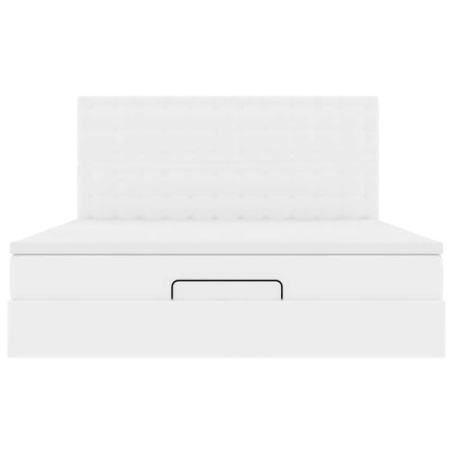 Ottoman bed met matras en LED's 180x200cm kunstleer wit
