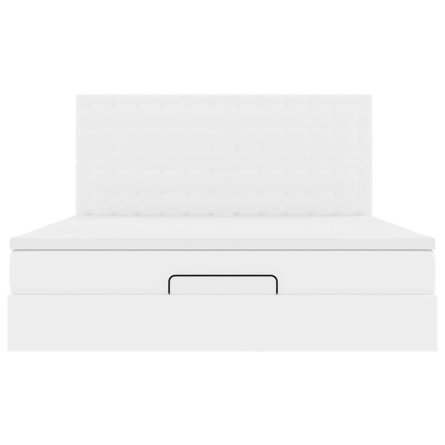 Ottoman bed met matras en LED's 180x200cm kunstleer wit