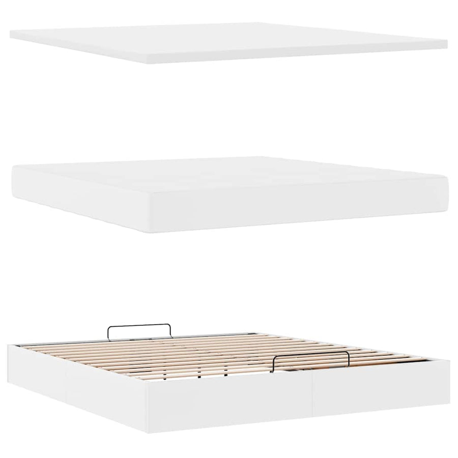 Ottoman bed met matras en LED's 180x200cm kunstleer wit