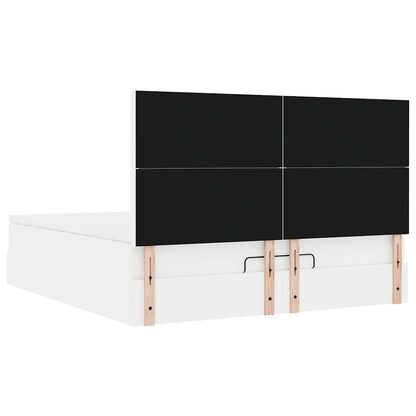 Ottoman bed met matras en LED's 180x200cm kunstleer wit