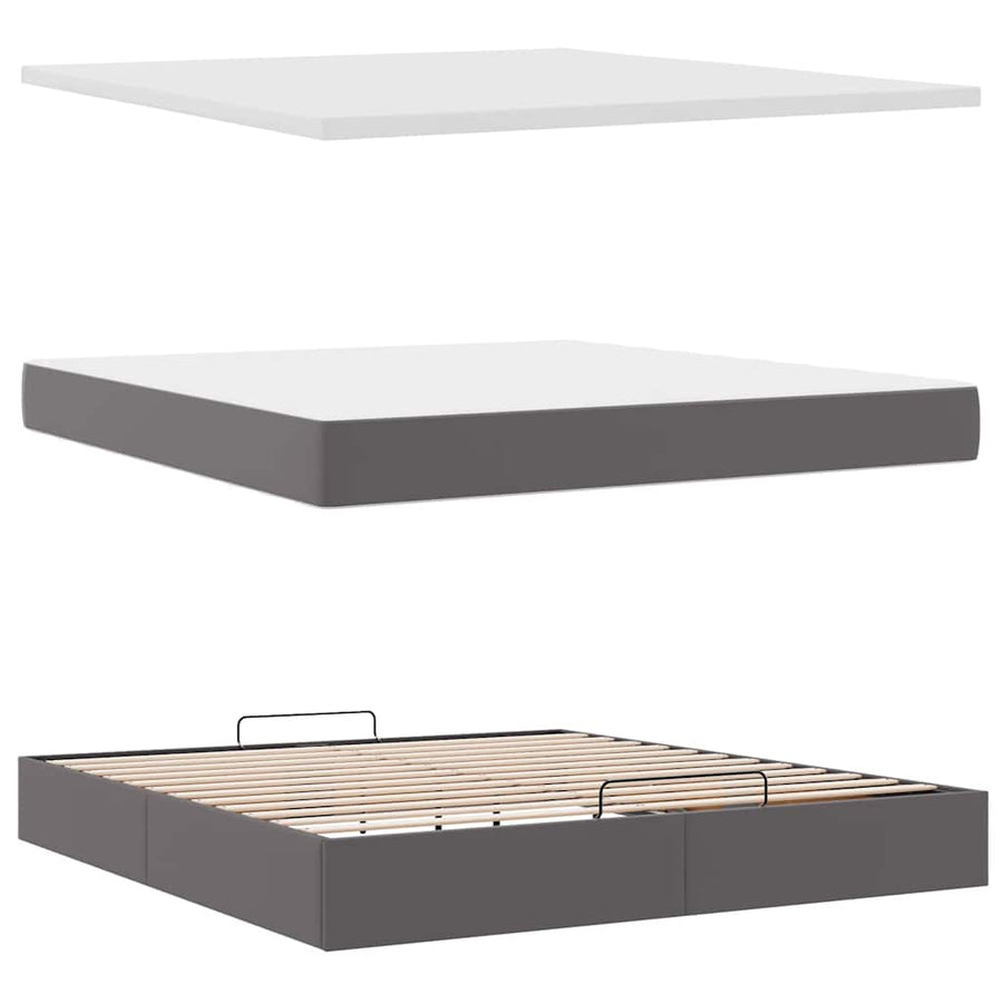 Ottoman bed met matras en LED's 180x200cm kunstleer grijs