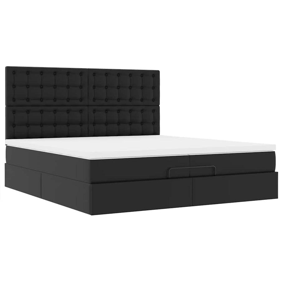 Ottoman bed met matrassen en LED's 200x200cm kunstleer zwart