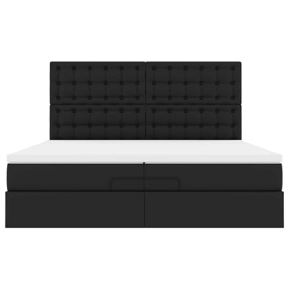 Ottoman bed met matrassen en LED's 200x200cm kunstleer zwart