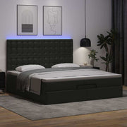 Ottoman bed 200x200 cm kunstleer zwart met matrassen en LED