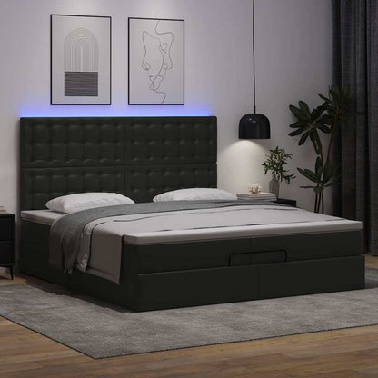 Ottoman bed met matrassen en LED's 200x200cm kunstleer zwart
