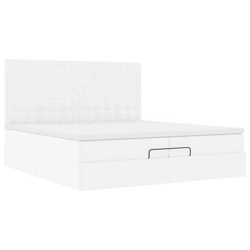 Ottoman bed met matrassen en LED's 200x200cm kunstleer wit