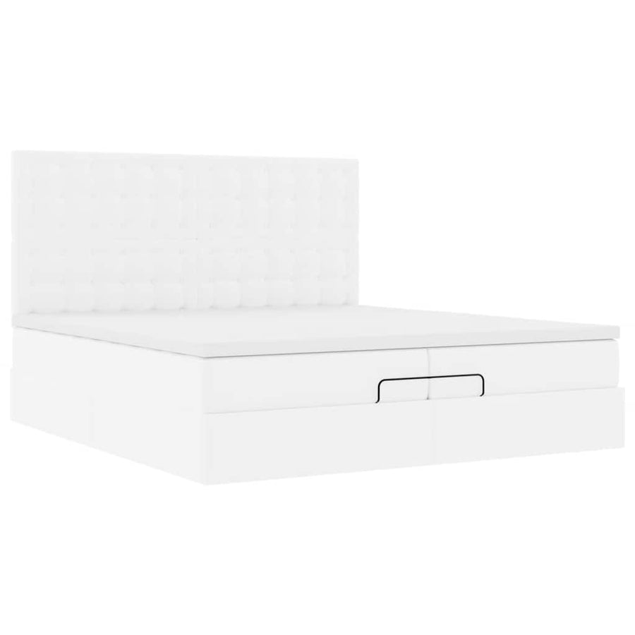 Ottoman bed met matrassen en LED's 200x200cm kunstleer wit