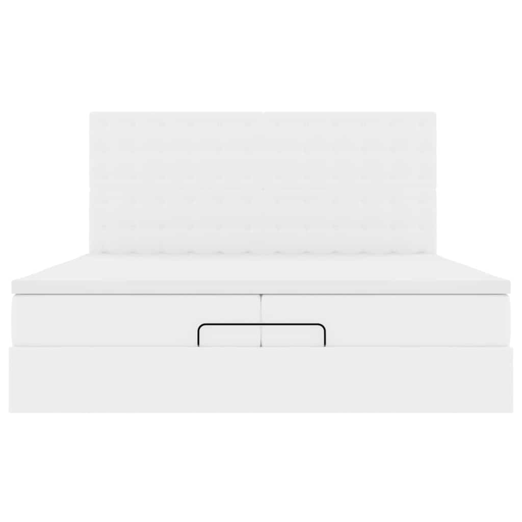 Ottoman bed met matrassen en LED's 200x200cm kunstleer wit