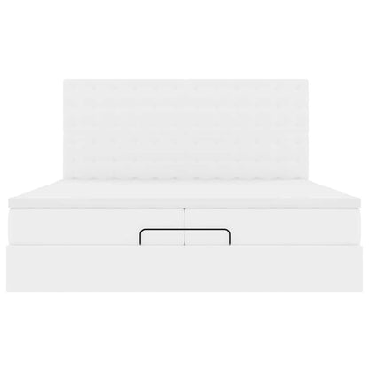 Ottoman bed met matrassen en LED's 200x200cm kunstleer wit