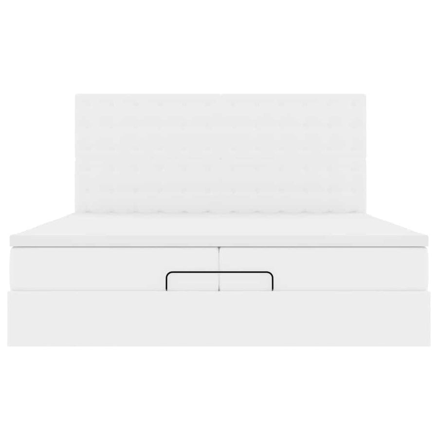 Ottoman bed met matrassen en LED's 200x200cm kunstleer wit