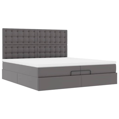 Ottoman bed met matrassen en LED's 200x200cm kunstleer grijs