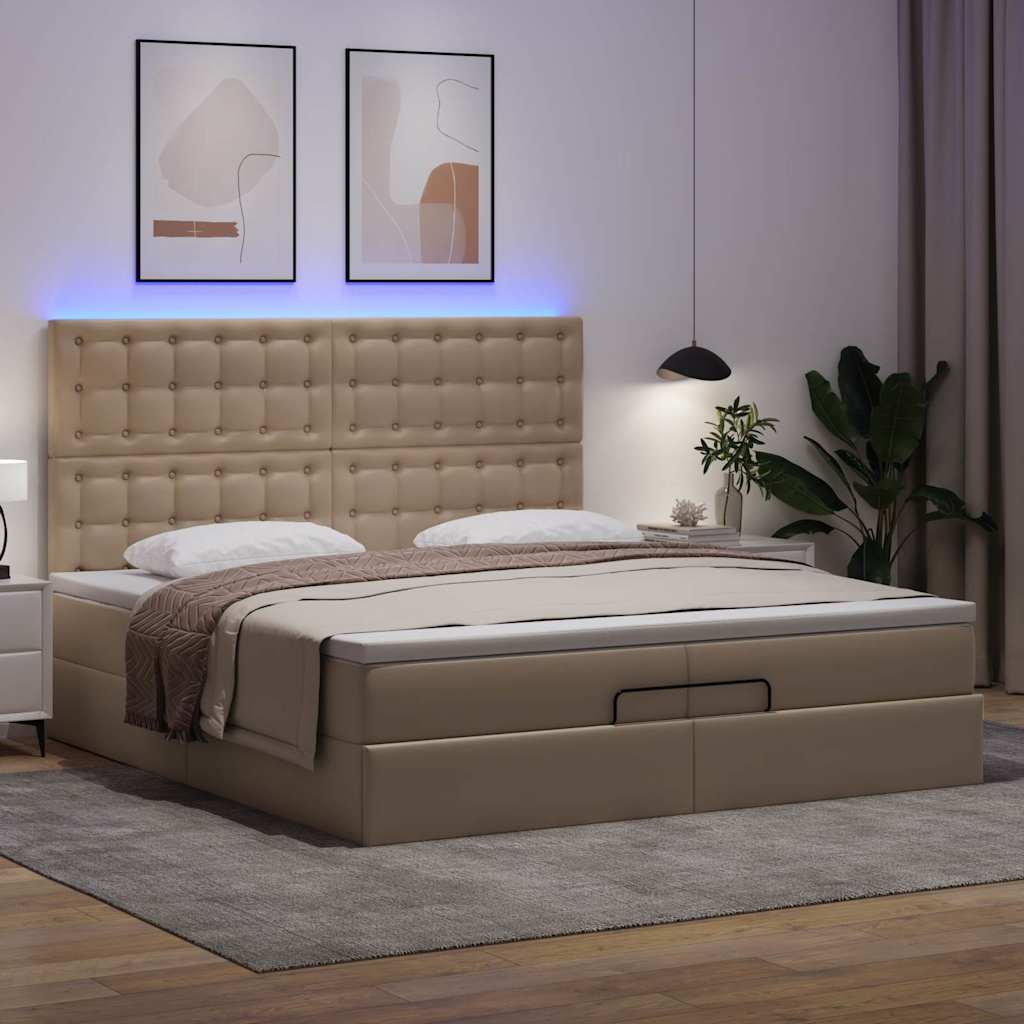 Ottoman bed met matrassen en LED's 200x200cm kunstleer