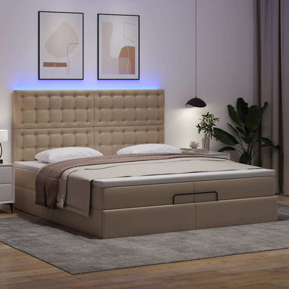 Ottoman bed met matrassen en LED's 200x200cm kunstleer